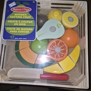 Melissa & Doug Wooden Cutting Fruit Set - Yellow, Green, Orange